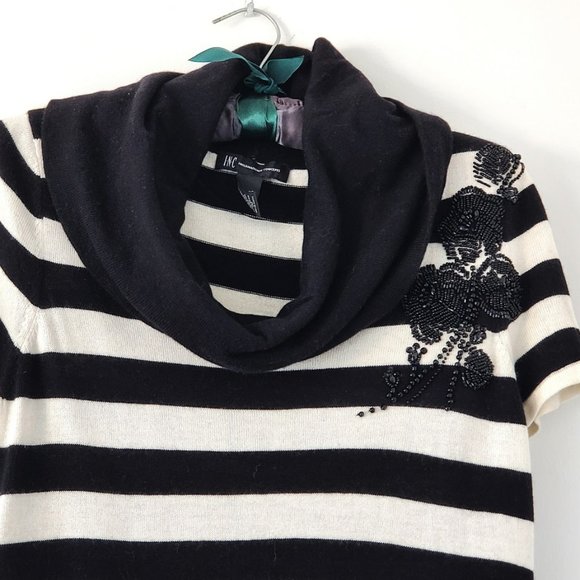 NEW INC International Concepts Striped Top with Beaded Floral Detail - Large - Picture 2 of 5